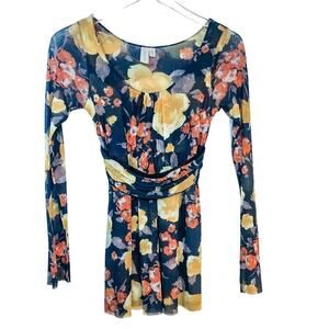 Daisy & Clover Long Sleeve Empire Waist Floral‎ Romantic Top Size M